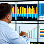 A professional male adult, fully clothed in a modest business suit, intently observing a large, interactive digital dashboard. The screen vividly displays complex electricity data visualizations, including a detailed time-series line graph highlighting consumption patterns and a color-coded heat map indicating high-energy usage areas within a residential or industrial setting. The environment is a clean, modern energy monitoring center with sophisticated equipment. safe for work, appropriate content, fully clothed, professional, perfect anatomy, correct proportions, natural pose, well-formed hands, proper finger count, natural body proportions, professional photography, high quality, realistic.
